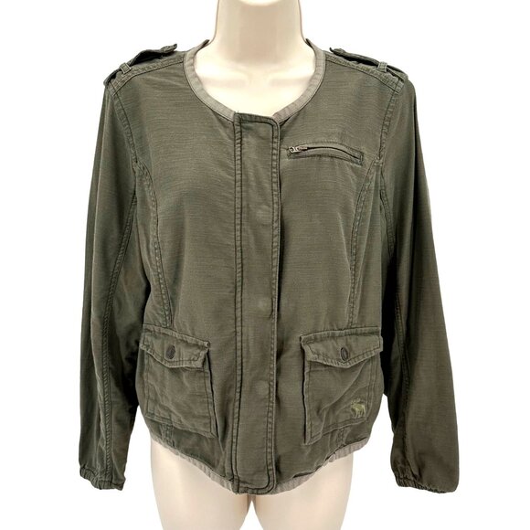 Abercrombie & Fitch Womens Olive Green Military Style Jacket M Cotton/Polyester - Picture 2 of 8